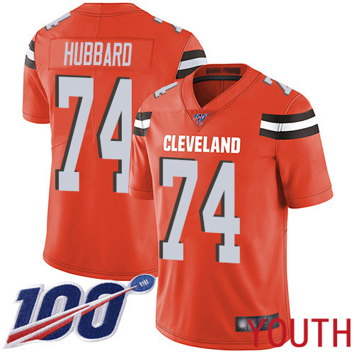 Cleveland Browns Chris Hubbard Youth Orange Limited Jersey 74 NFL Football Alternate 100th Season Vapor Untouchable